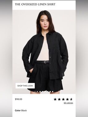 Banana Republic Black Linen Button-Down Shirt